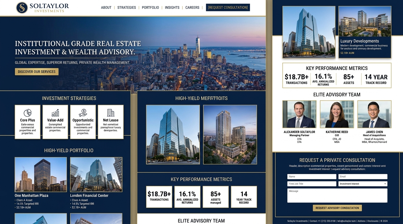 Soltaylor Investments Real Estate Land Advisory Website by Omobatech
